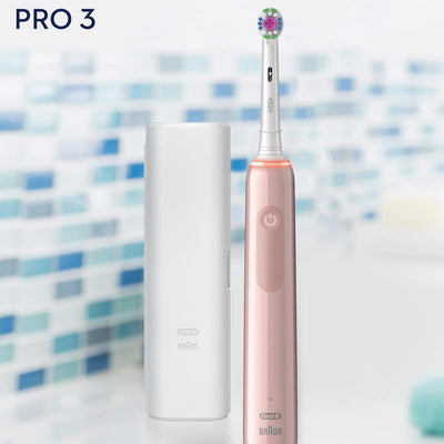 Oral-B Pro 3 3500 3D White Electric Toothbrush + Travel Case - Pink